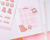 Coffee To Go Sticker Sheet | Bearguette Cafe Coffee Planner Stickers | BC004 Katnipp character product