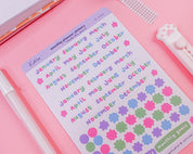 Colourful Monthly Planner Stickers | Pastel Bullet Journal Stickers | PL004 Katnipp character product
