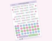 Colourful Monthly Planner Stickers | Pastel Bullet Journal Stickers | PL004 Katnipp character product