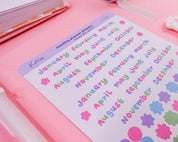 Colourful Monthly Planner Stickers | Pastel Bullet Journal Stickers | PL004 Katnipp character product
