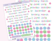 Colourful Monthly Planner Stickers | Pastel Bullet Journal Stickers | PL004 Katnipp character product