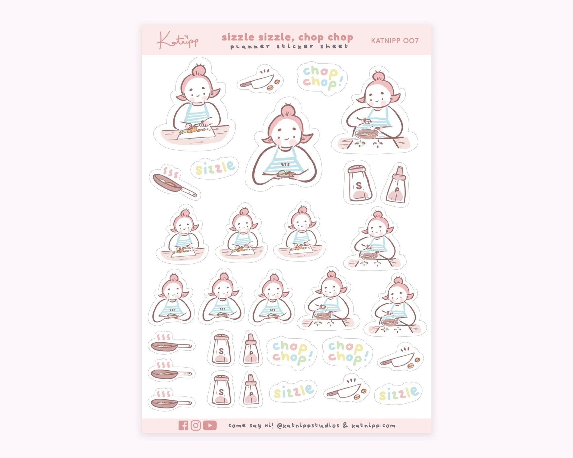 Cooking Planner Sticker Sheet | Meal Prep & Kitchen Stickers | KATNIPP007 Katnipp character product