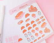 Cosy Bearguette Cafe Bakery Sticker Sheet | Cute Bakery Planner Stickers | BC006 Katnipp character product