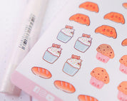 Cosy Bearguette Cafe Bakery Sticker Sheet | Cute Bakery Planner Stickers | BC006 Katnipp character product