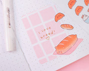 Cosy Bearguette Cafe Bakery Sticker Sheet | Cute Bakery Planner Stickers | BC006 Katnipp character product