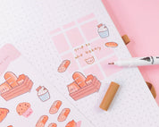 Cosy Bearguette Cafe Bakery Sticker Sheet | Cute Bakery Planner Stickers | BC006 Katnipp character product
