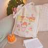 Cosy Nights & Pumpkin Spice Tote Bag | Cute Kawaii Fall Accessory | Gourdo Pumpkin Autumn Tote - Katnipp Studios