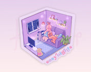 Cosy Nights Kawaii Vinyl Die Cut Sticker | Cute Cosy Aesthetic Character Sticker Katnipp character product