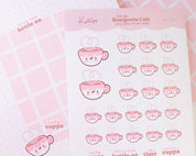 Cosy Tea Planner Sticker Sheet | Kawaii Tea Cup Stickers | Bearguette Cafe | BC002 Katnipp character product