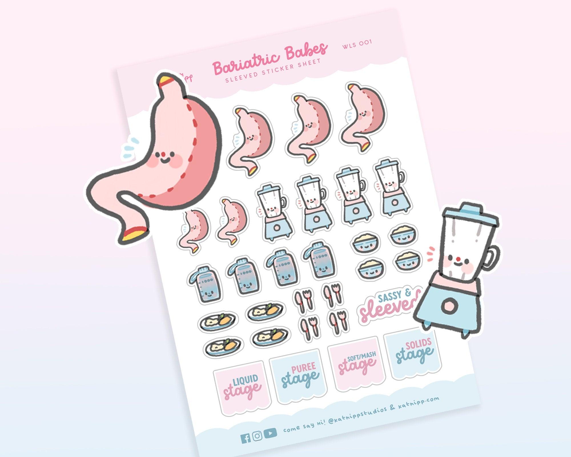 Cute Gastric Sleeve Planner Stickers ~ WLS001 - Katnipp Illustrations