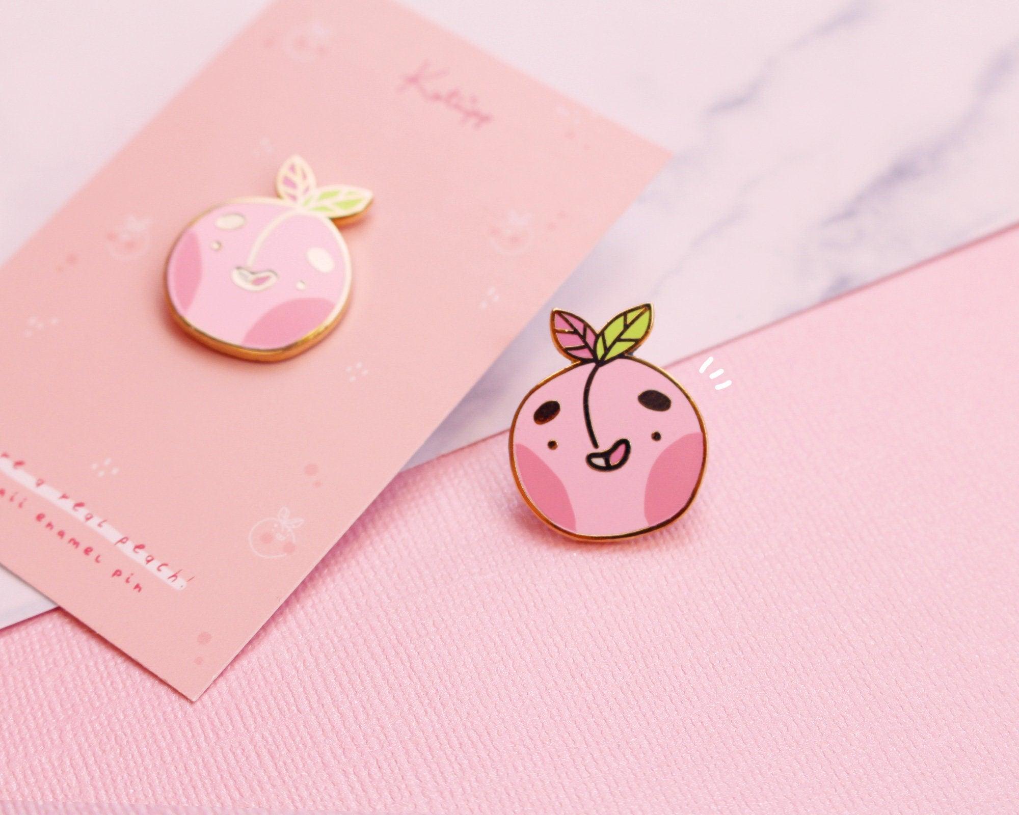 Cute Peach Enamel Pin - Katnipp Illustrations