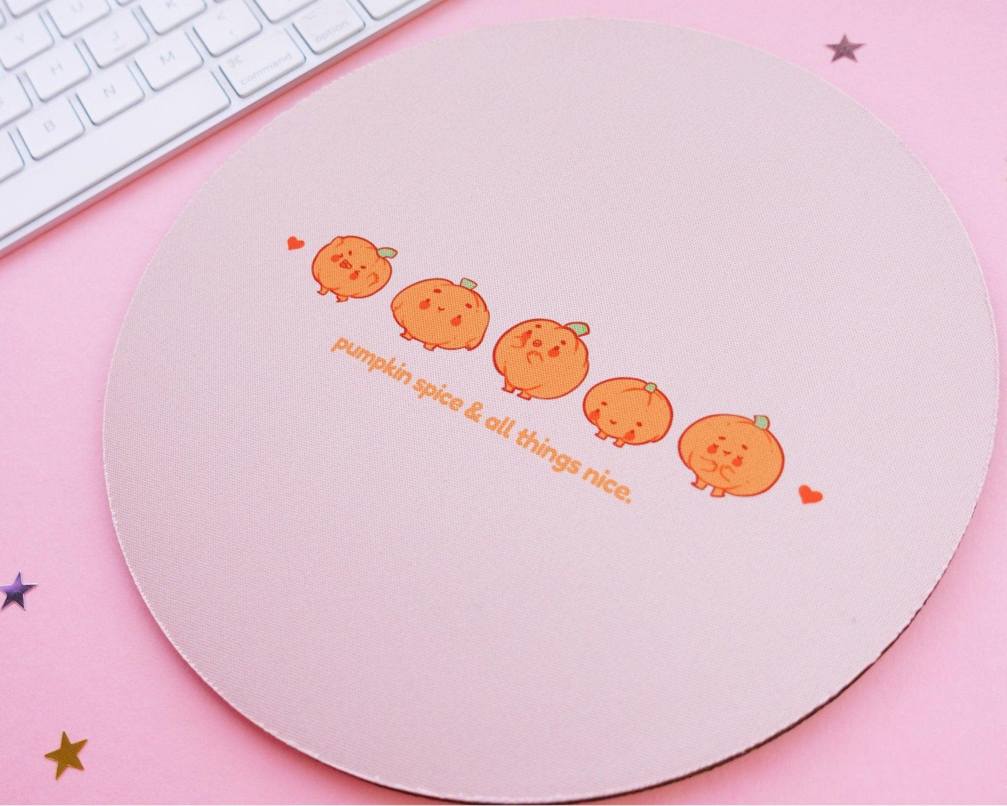 Cute Pumpkin Spice Mouse pad ~ Halloween Mouse Mat - Katnipp Illustrations