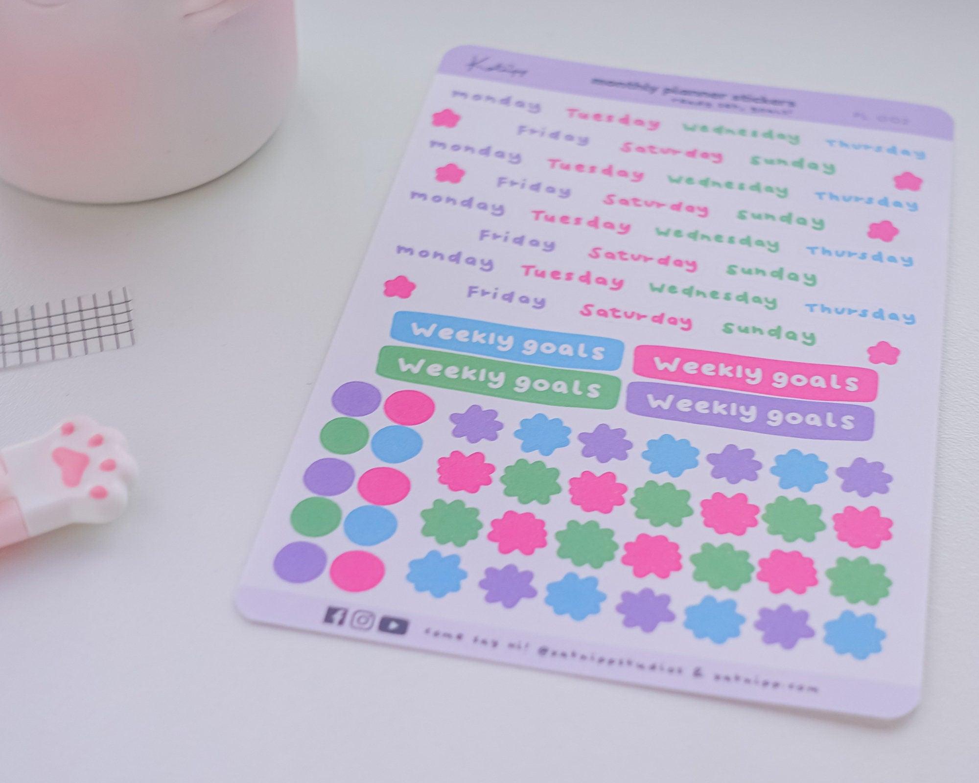 Check Weekly Sticker Weekly Planner Sticker Sheet | Pastel Bullet Journal | PL002 – Katnipp ...