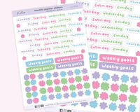 Cute Weekly Planner Stickers | Pastel Bullet Journal Stickers | PL002