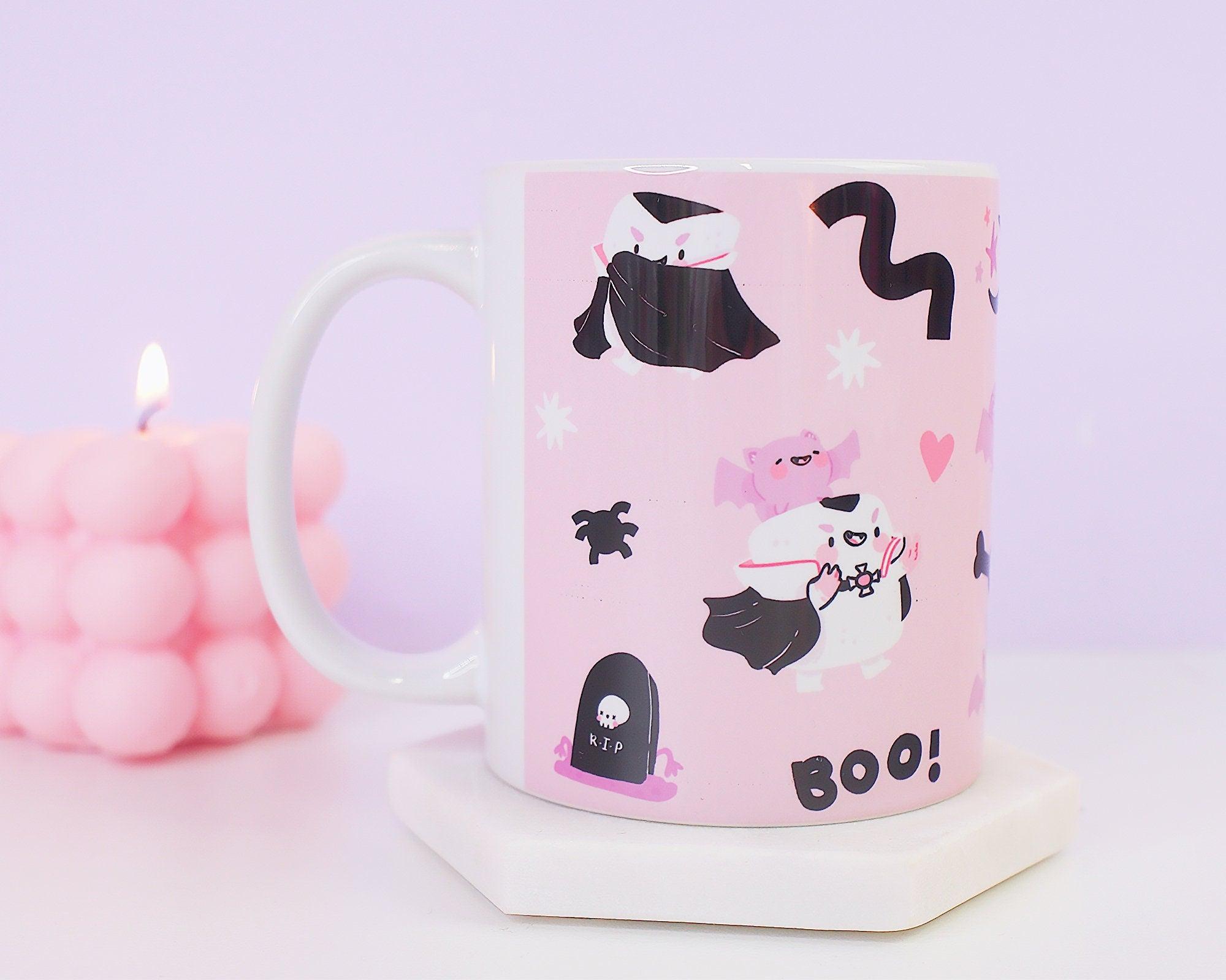 Dracula Marshie & Bartholomew Cute Ceramic Mug ~ Kawaii Mugs - Katnipp Illustrations
