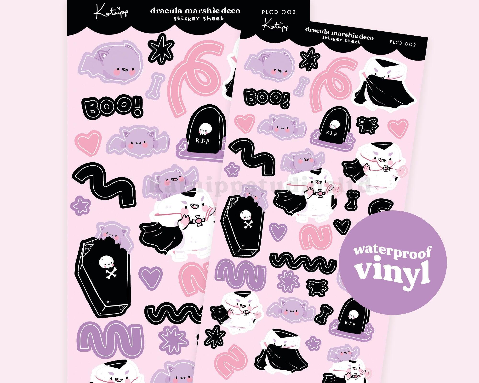 Dracula Marshie & Bartholomew Sticker Sheet | Kawaii Vampire Deco | PLCD002 Katnipp character product