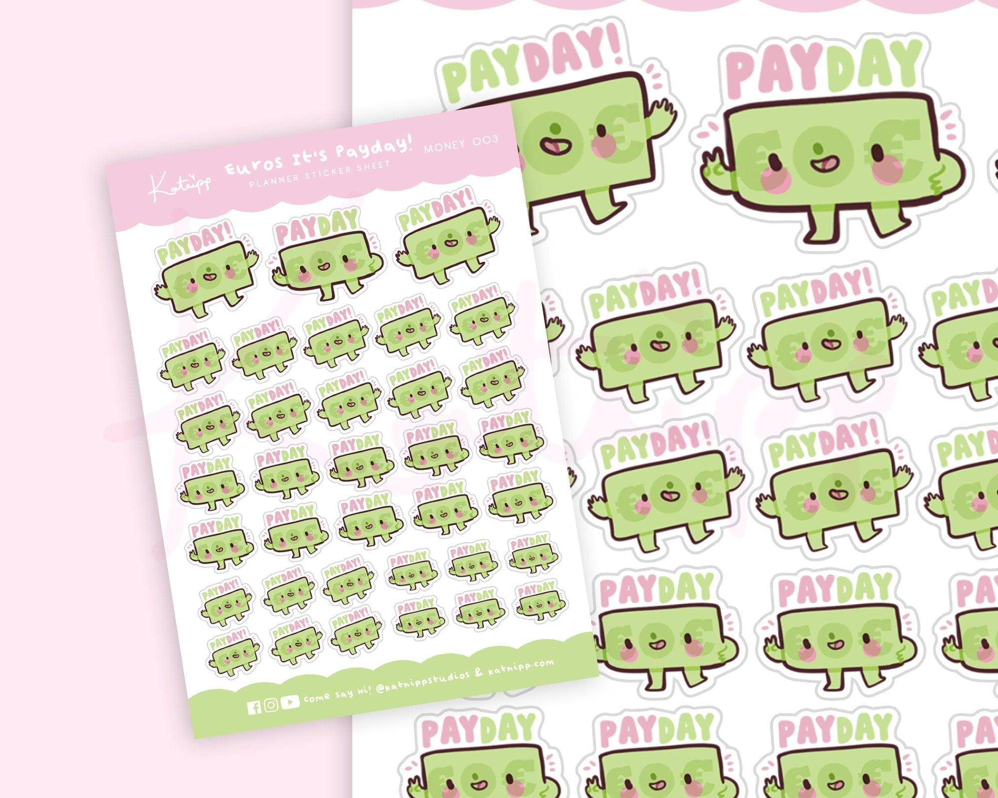 Euro Payday Planner Sticker Sheet | Budget & Finance Stickers | MONEY003 Katnipp character product