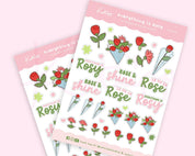 Everything is Rosy Sticker Sheet | Rose Planner Stickers | LV004 Katnipp character product