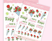 Everything is Rosy Sticker Sheet | Rose Planner Stickers | LV004 Katnipp character product