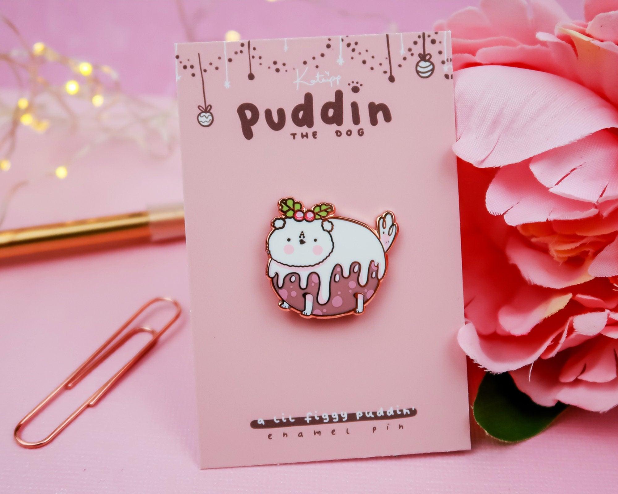 Figgy Puddin' The Dog Enamel Pin ~ Christmas Pins - Katnipp Illustrations