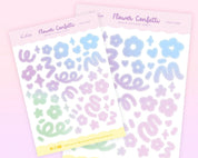 Flower Confetti Sticker Sheet | Pastel Multicolour Planner Stickers | POLC 006 Katnipp character product