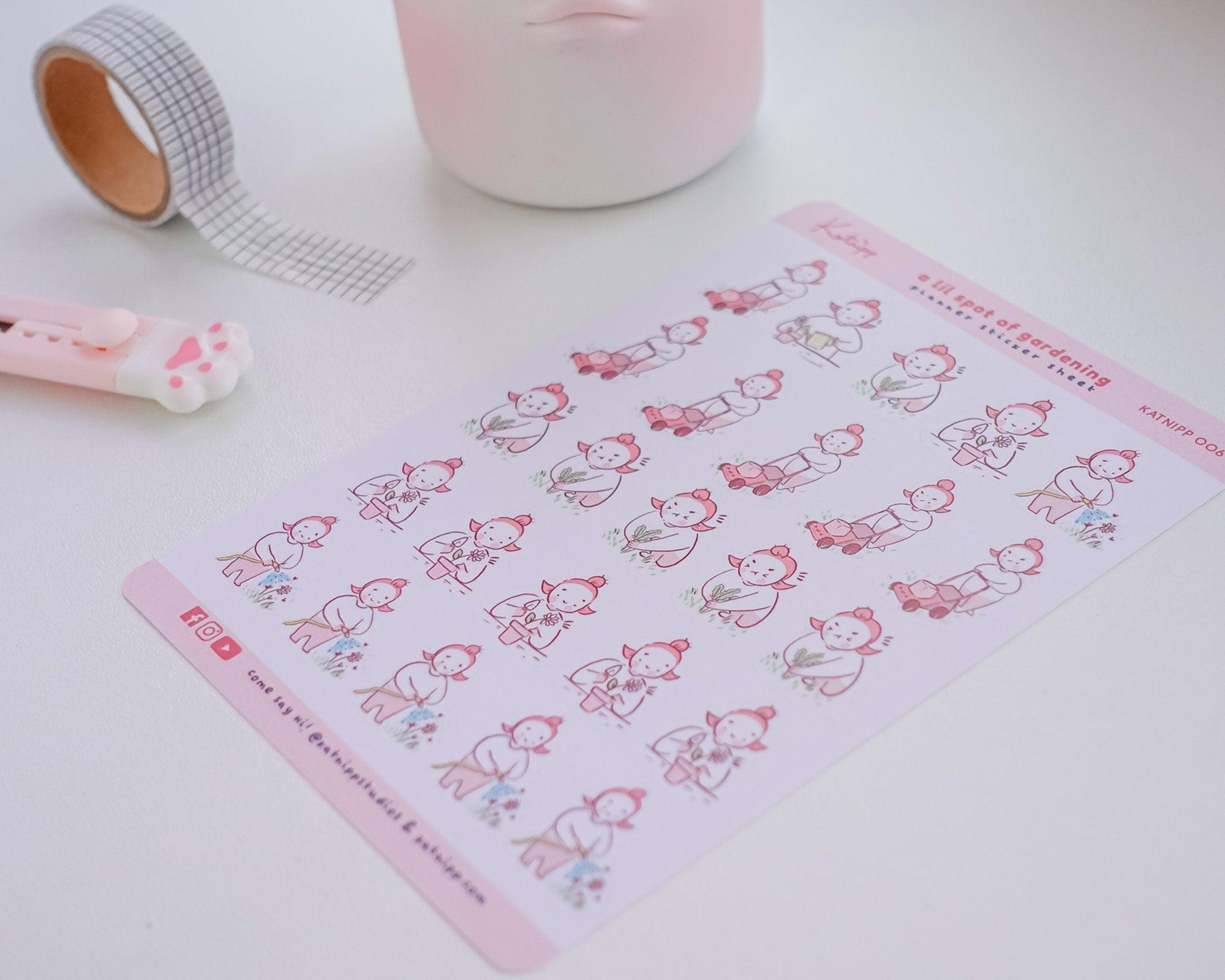Gardening Planner Sticker Sheet | Kawaii Plant & Garden Journal Stickers | KATNIPP006 Katnipp character product