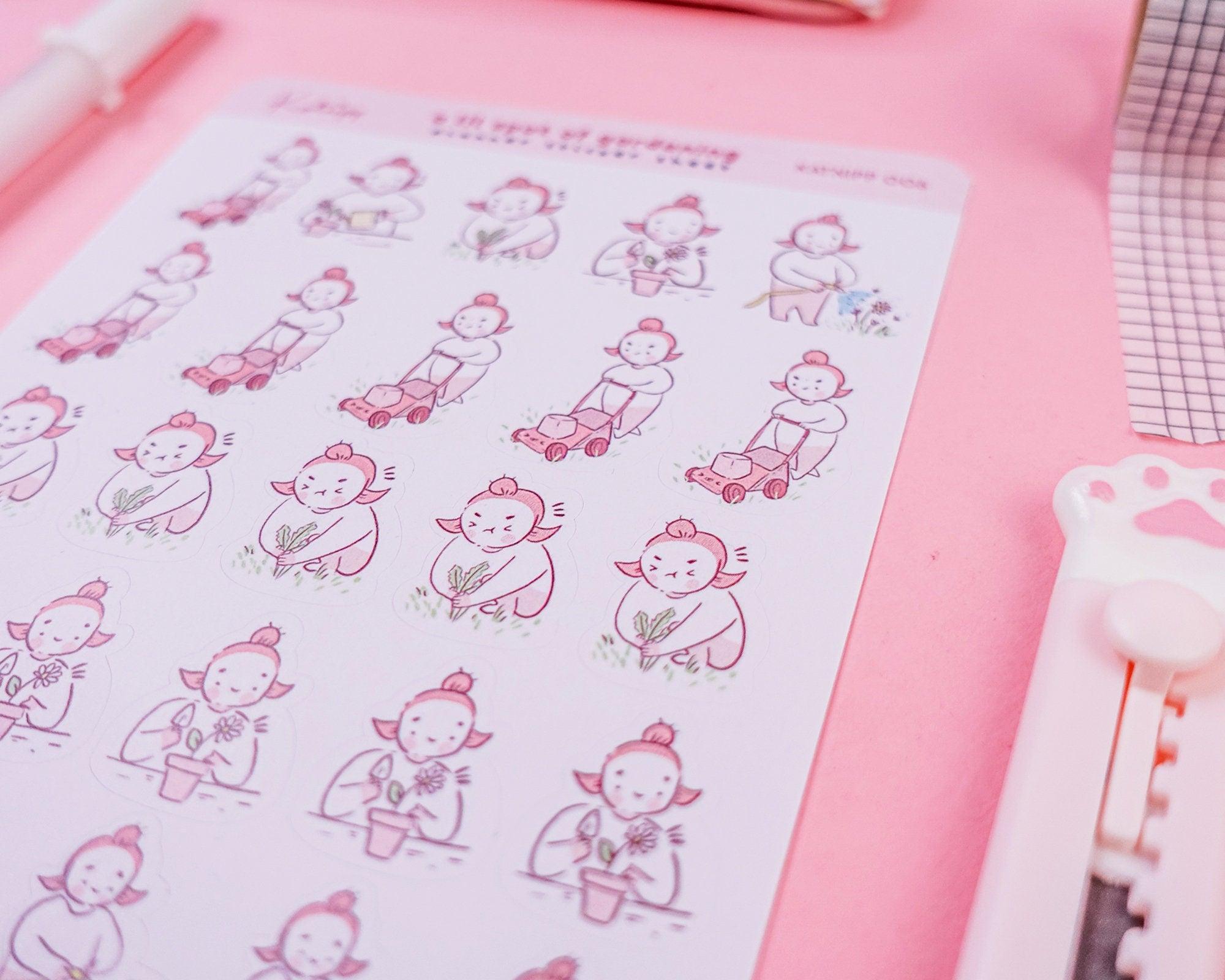 Gardening Planner Sticker Sheet | Kawaii Plant & Garden Journal Stickers | KATNIPP006 Katnipp character product