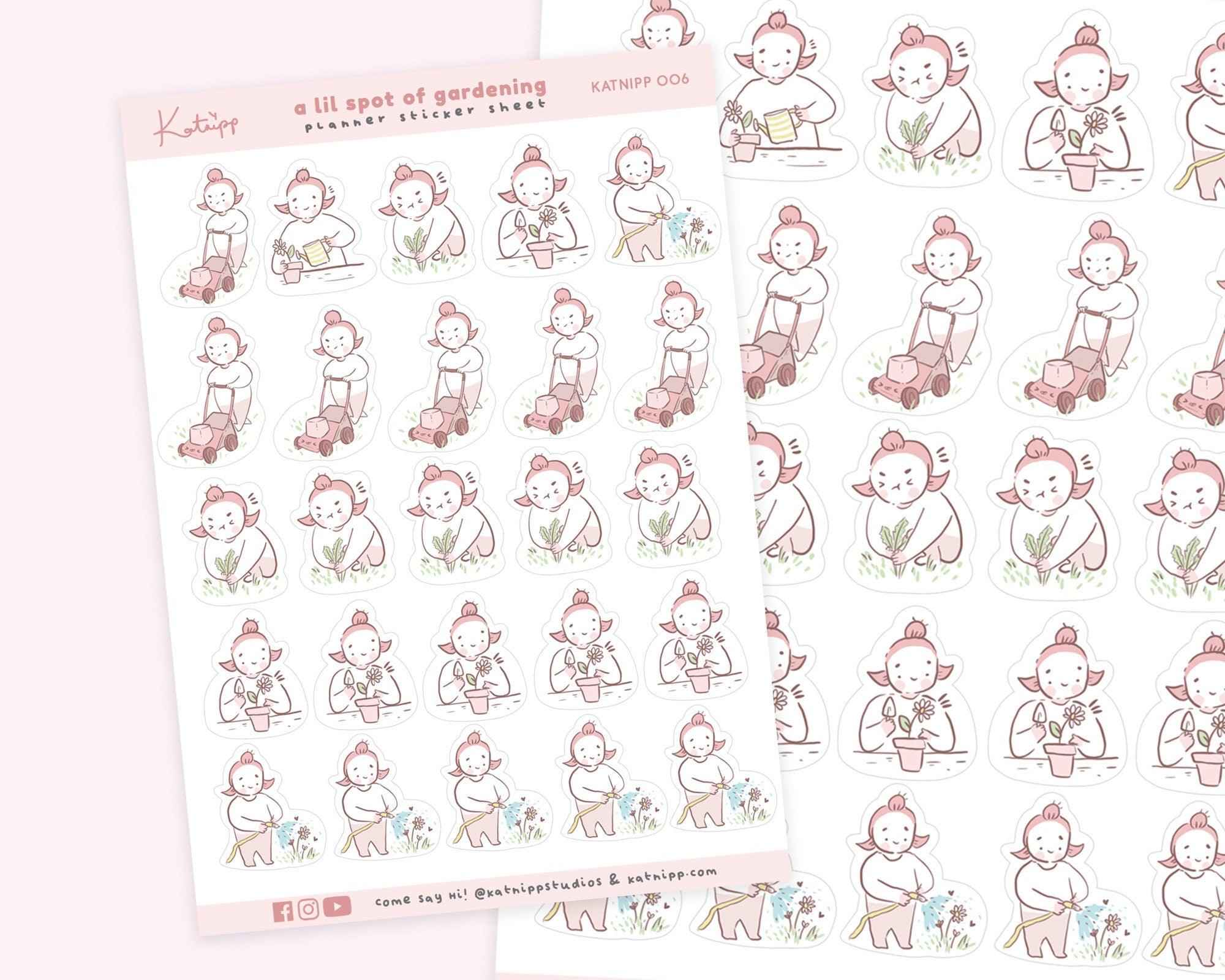 Gardening Planner Sticker Sheet | Kawaii Plant & Garden Journal Stickers | KATNIPP006 Katnipp character product