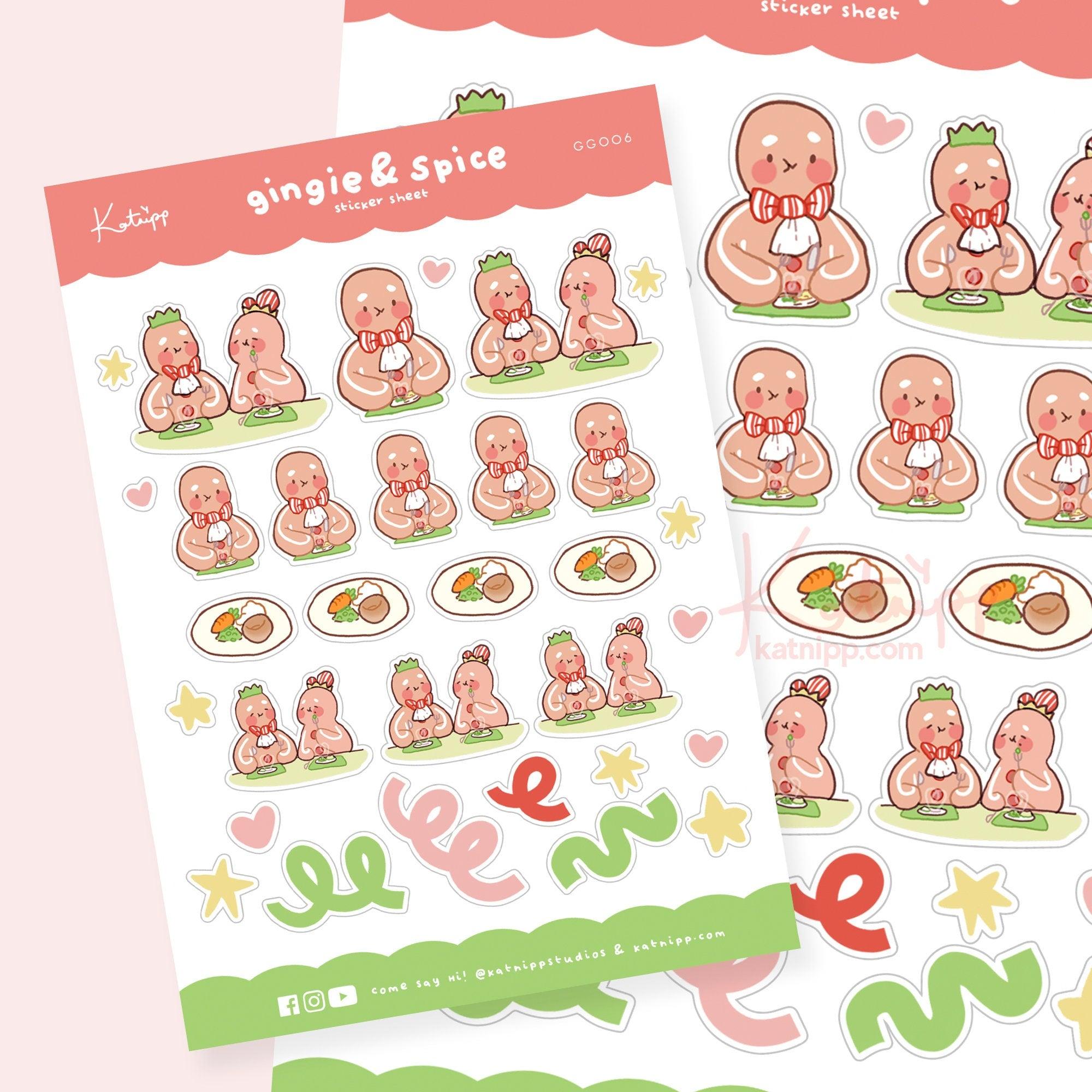 Gingie and Spice Christmas Dinner Stickers - GG006 - Katnipp Studios