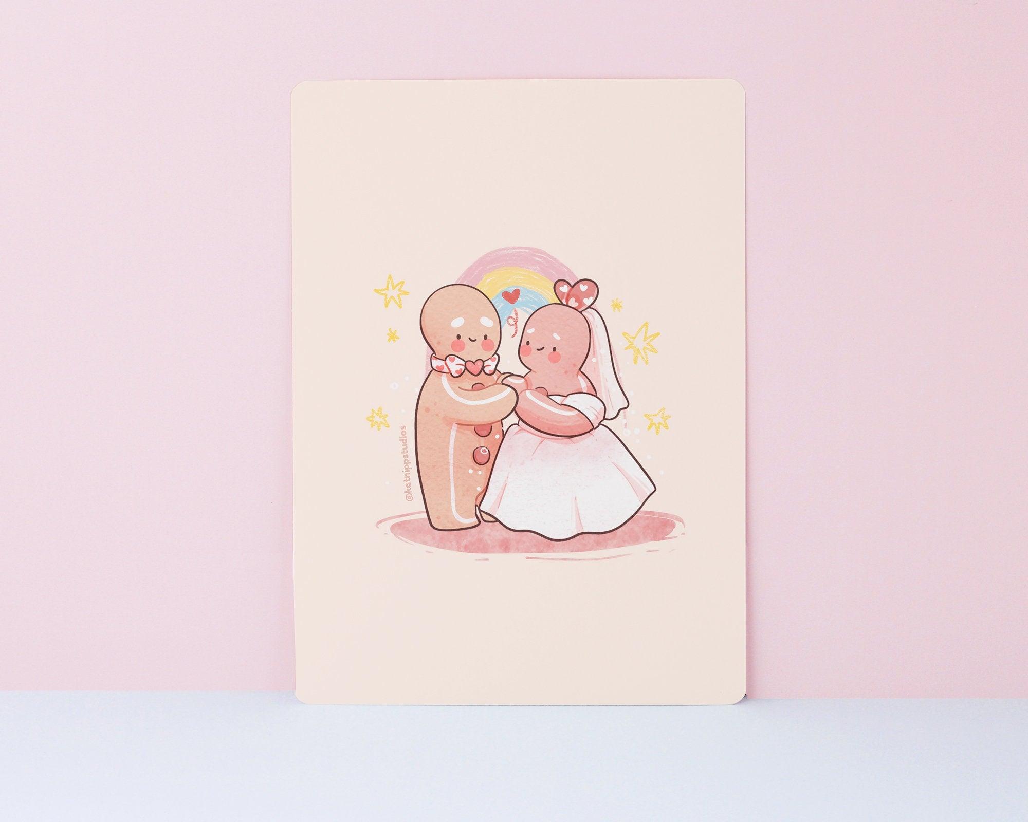 Gingie and Spice get Married! ~ Marriage Art Print - Katnipp Illustrations