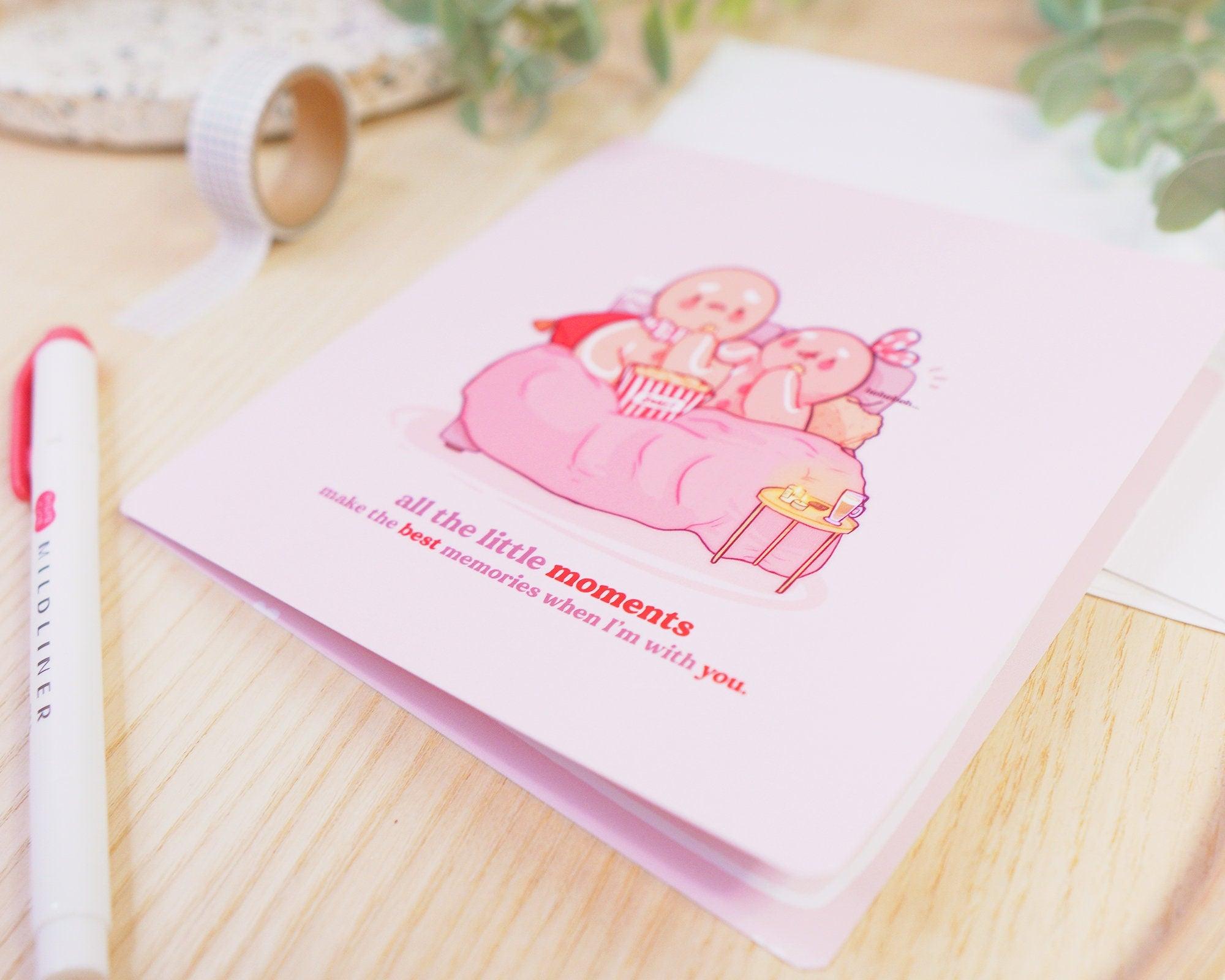 Gingie & Spice Movie Night and Chill! ~ Cute Greetings Gift Card - Katnipp Illustrations