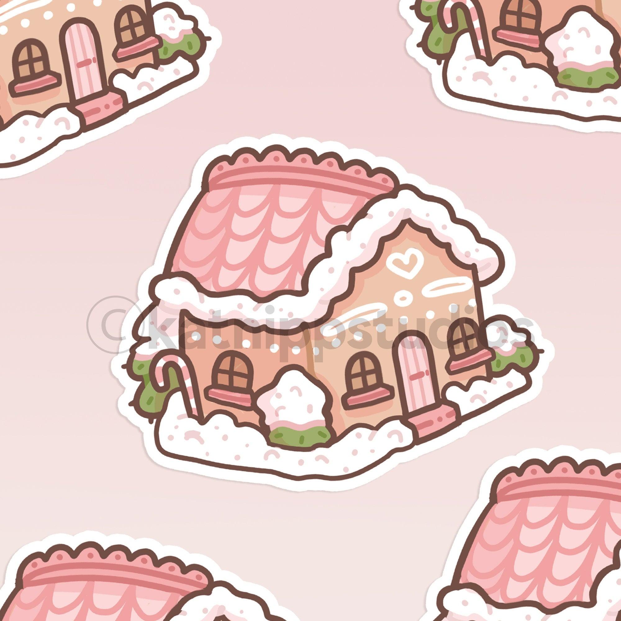 Gingie & Spice’s Gingerbread House Sticker | Cute Die-Cut Vinyl Christmas Sticker - Katnipp Studios