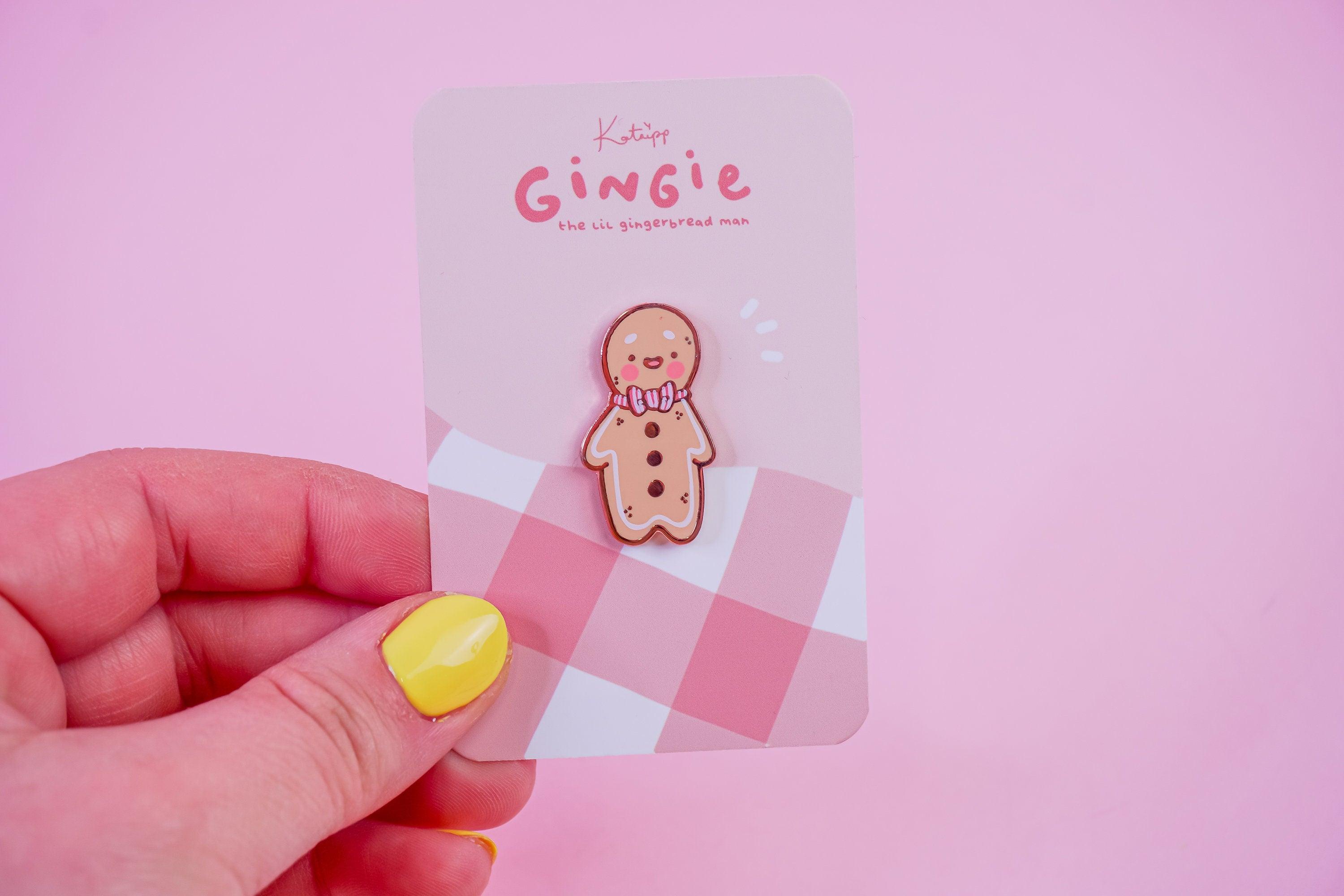 Gingie! Rose Gold Gingerbread Enamel Pin - Katnipp Illustrations