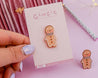 Gingie! Rose Gold Gingerbread Enamel Pin - Katnipp Illustrations