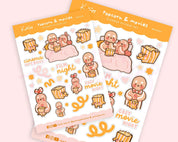 Gingie & Spice Movie Night Stickers | Cosy Cinema Planner Stickers | MV001 Katnipp character product