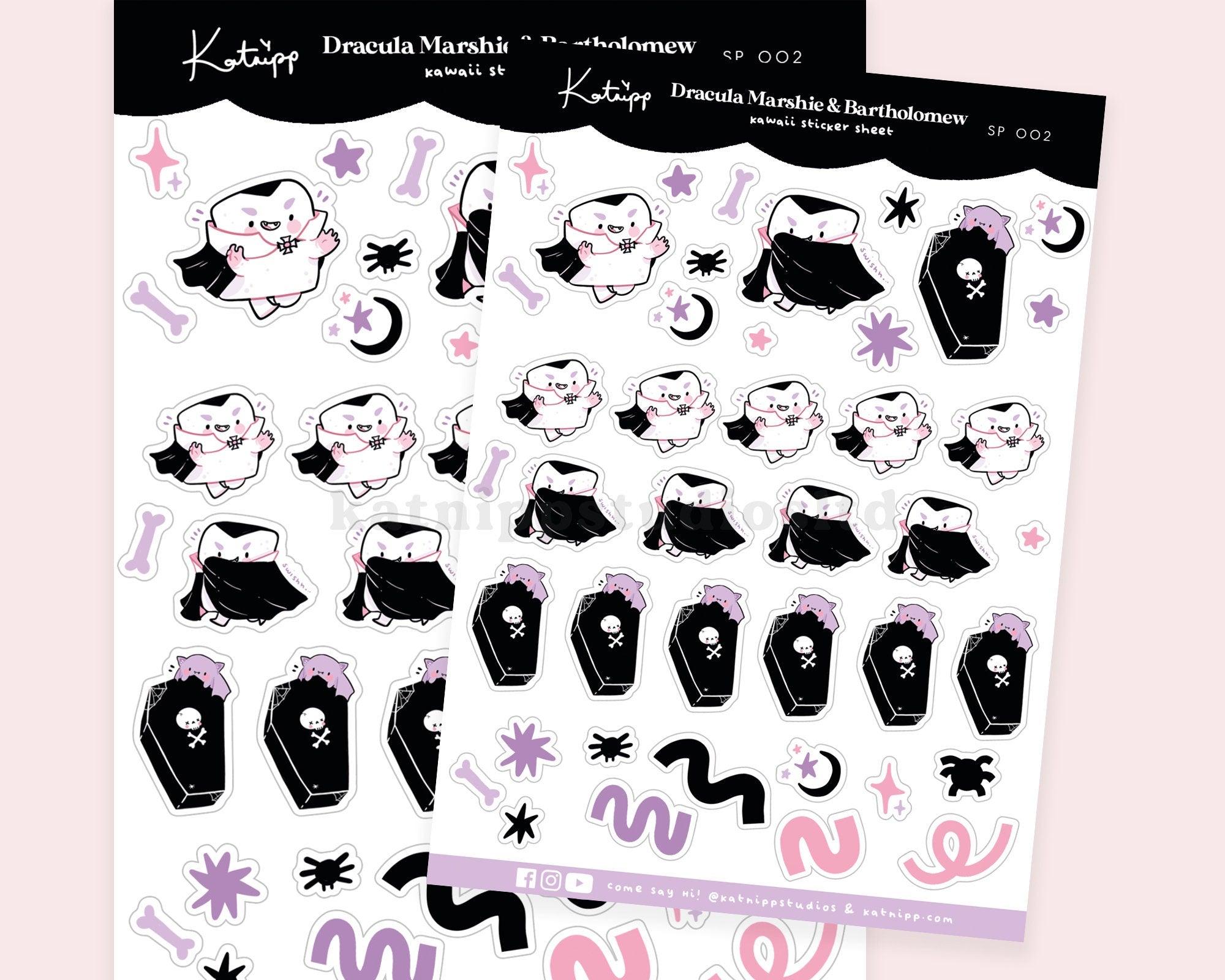 Gothic Halloween A6 Sticker Sheet | Cute Vampire Planner Stickers | SP002 Katnipp character product