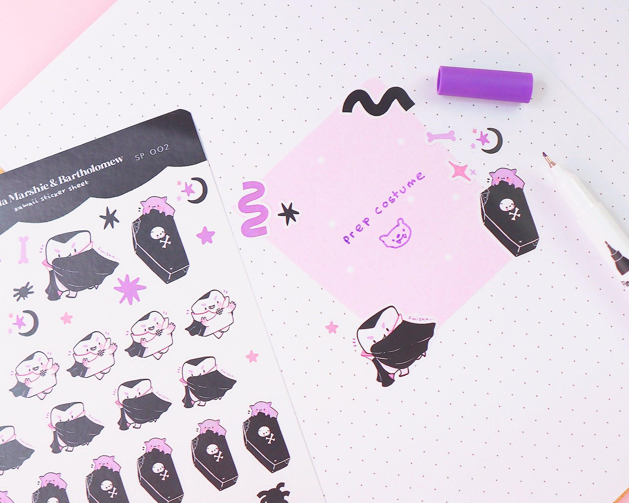 Gothic Halloween A6 Sticker Sheet | Cute Vampire Planner Stickers | SP002 Katnipp character product