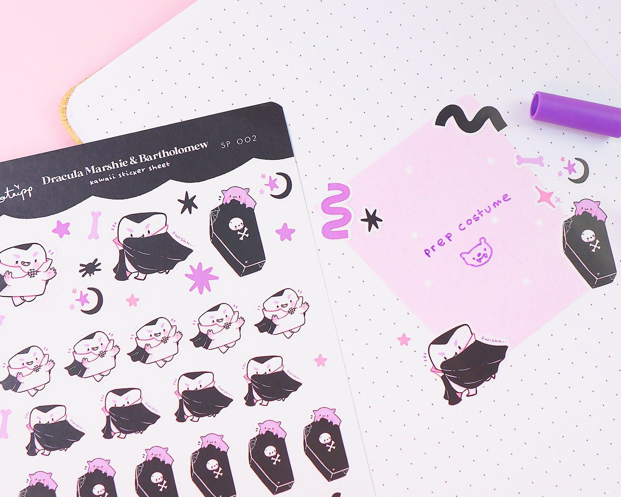 Gothic Halloween A6 Sticker Sheet | Cute Vampire Planner Stickers | SP002 Katnipp character product