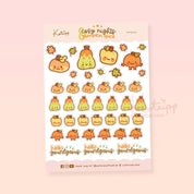 Gourdo & Friends A6 Sticker Sheet | Cute Pumpkin Planner Stickers | PP004 Katnipp character product