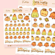 Gourdo & Friends A6 Sticker Sheet | Cute Pumpkin Planner Stickers | PP004 Katnipp character product