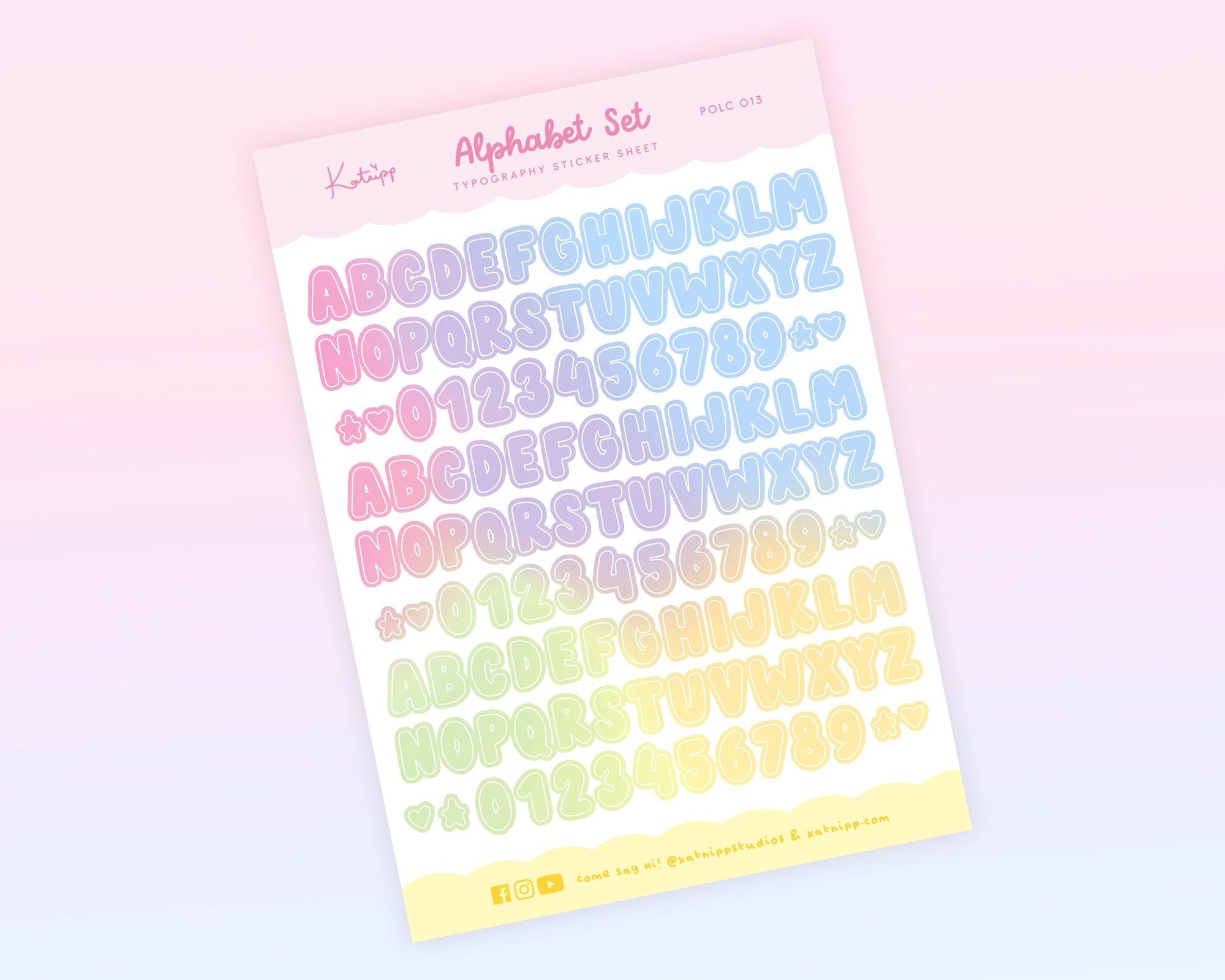 Gradient Pastel Mix Alphabet Set No Outline Polco Deco Planner Stickers ~ POLC013 - Katnipp Illustrations