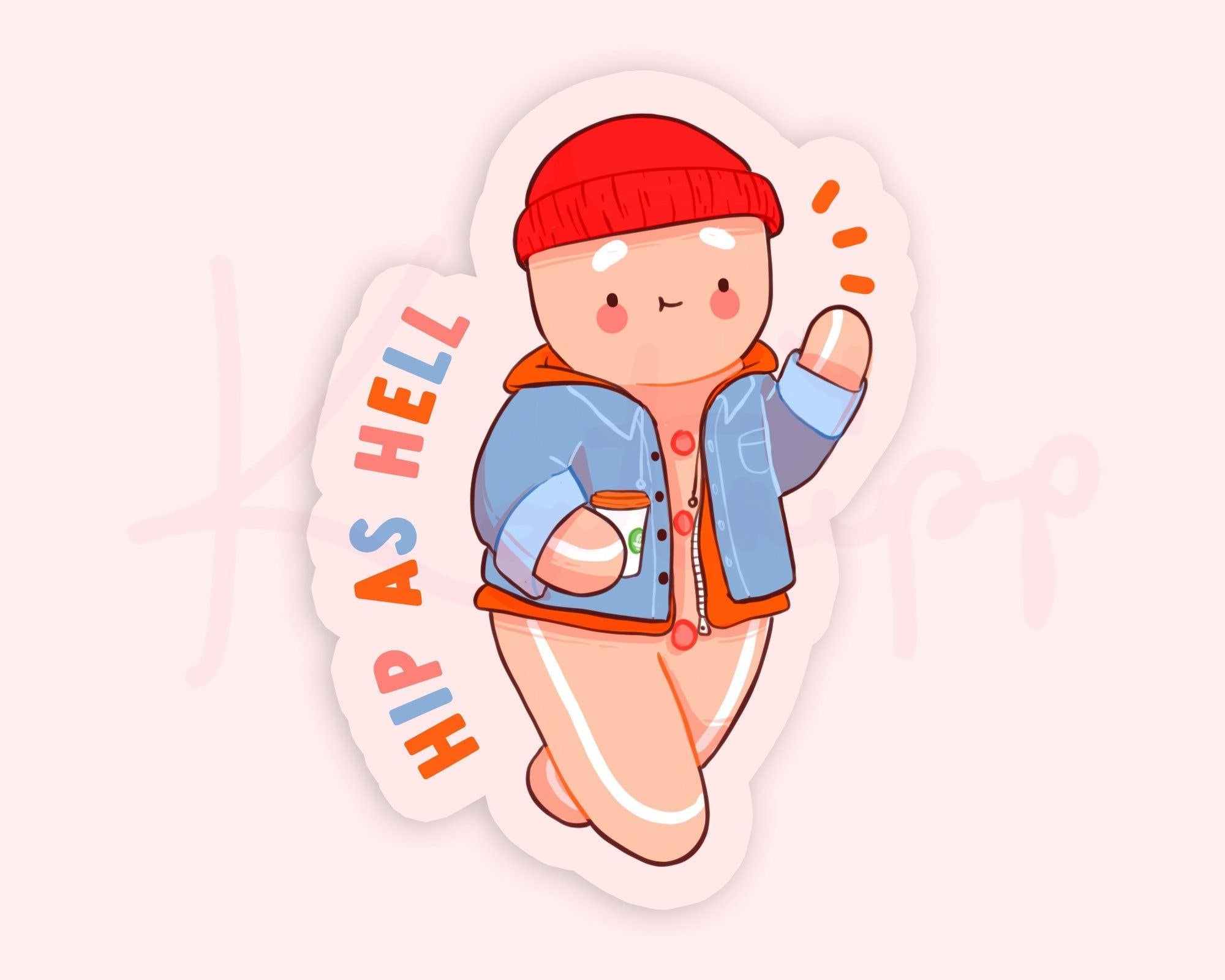 Hip as Hell Gingie Coffee Vinyl Sticker | Funny Kawaii Sticker Katnipp character product