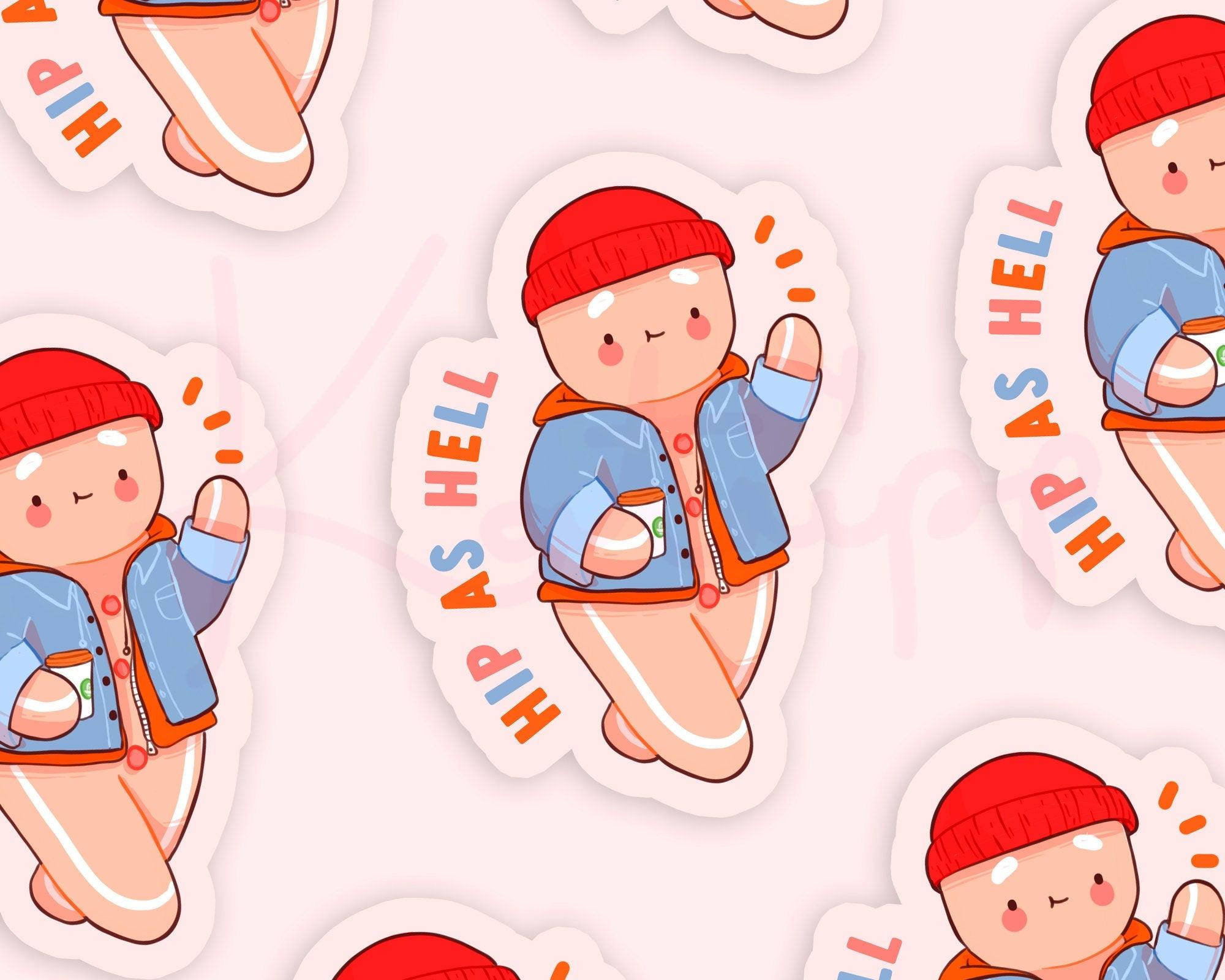 Hip as Hell Gingie Coffee Vinyl Sticker | Funny Kawaii Sticker Katnipp character product