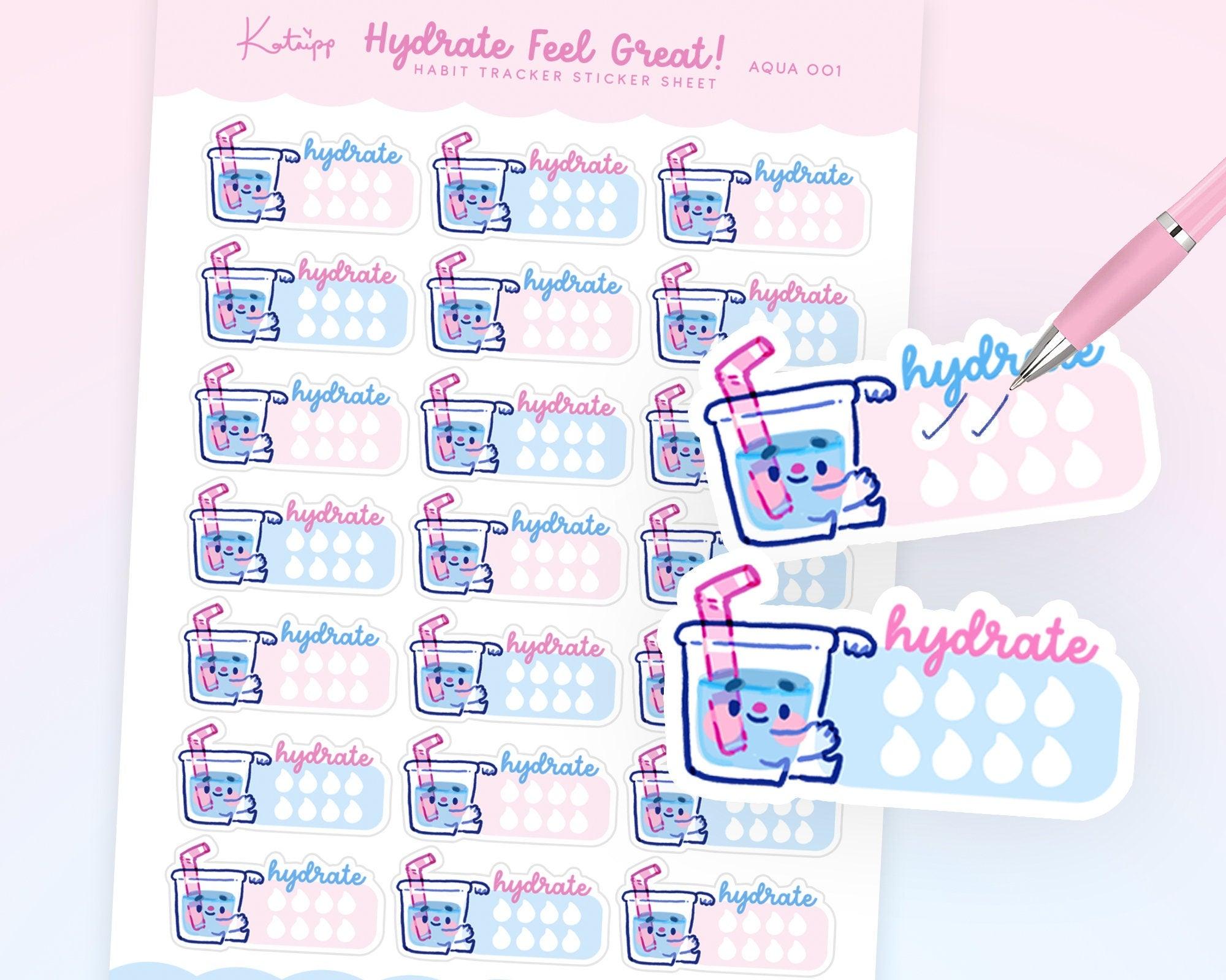 Hydration Daily Water Tracker Stickers - AQUA 001 - Katnipp Studios