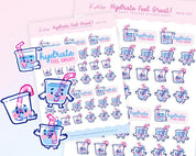 Hydration Emoji Sticker Sheet | Water Intake Planner Tracker | Cute Wellness Stickers | AQUA003 Katnipp character product
