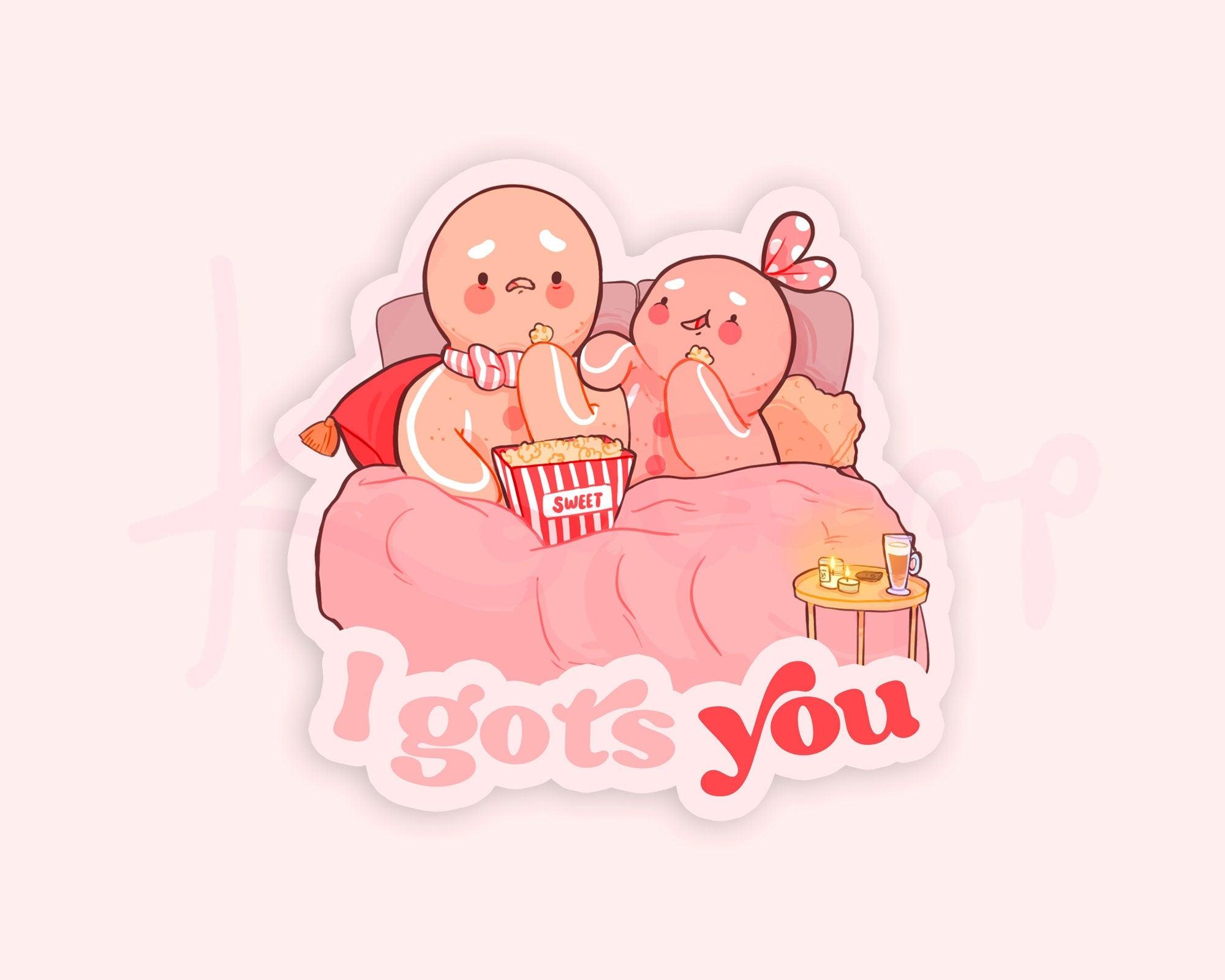 I Gots you! Gingie and Spice Date Night Kawaii Die Cut Sticker - Katnipp Illustrations