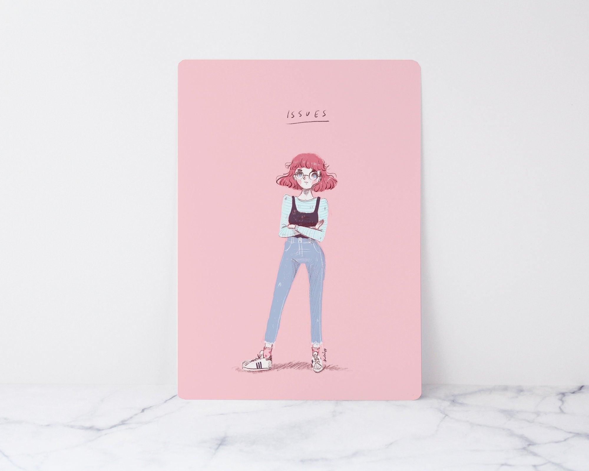 Issues Art Print ~ Kawaii Pink Art Print - Katnipp Illustrations