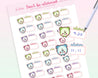 Kawaii Alarm Clock Reminder Tracker Stickers - MISC 002 - Katnipp Studios