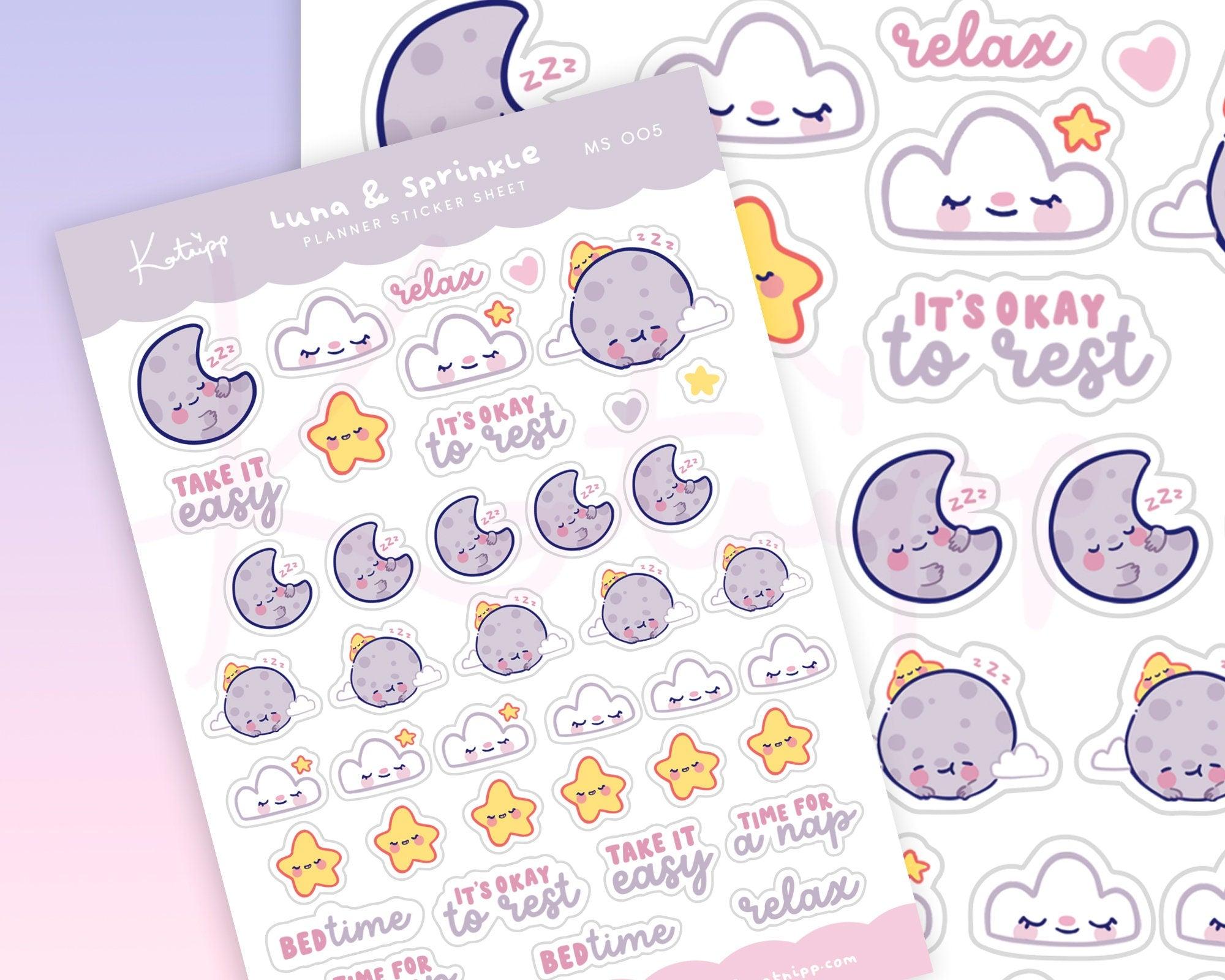 Kawaii Bedtime/Nap Time Planner Stickers - MS005 - Cute Sleep Schedule Stickers - Katnipp Studios