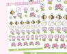 Kawaii Bee Flower Planner Stickers - BB002 - Cute Bumblebee Floral Stickers - Katnipp Studios